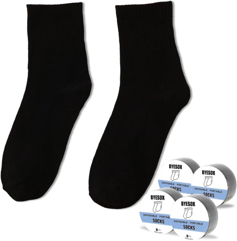 BYESOX 12 Pairs Disposable Socks for Travel, Single-use Compressed Socks Good for On-the-Go - Image 1